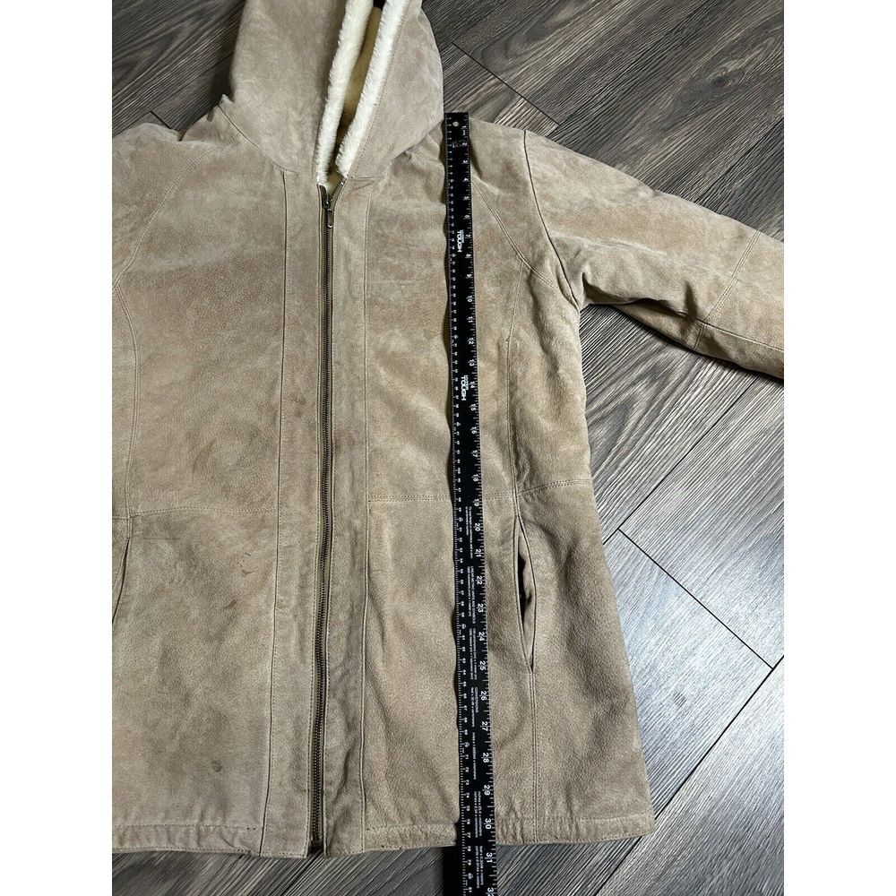 St. John's Bay Washable Size Large Suede Jacket With Faux Fur Lining & Hood Sz L - Picture 3 of 8